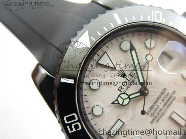 0109 Submariner 40mm Black Ceramic 5GF Best Edition Cream Dial on Black Rubber Strap SA Neat 2470